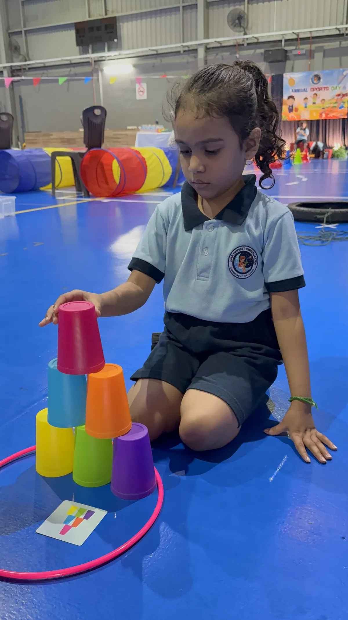 Child participating in a school sports activity