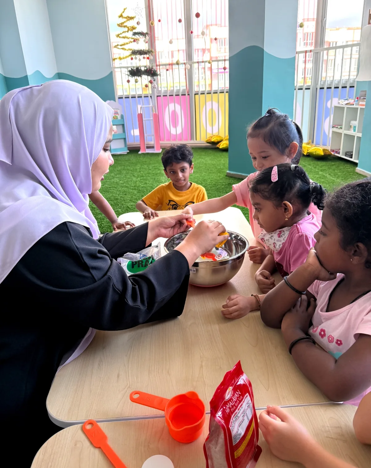 Children participating in a guided hands-on activity